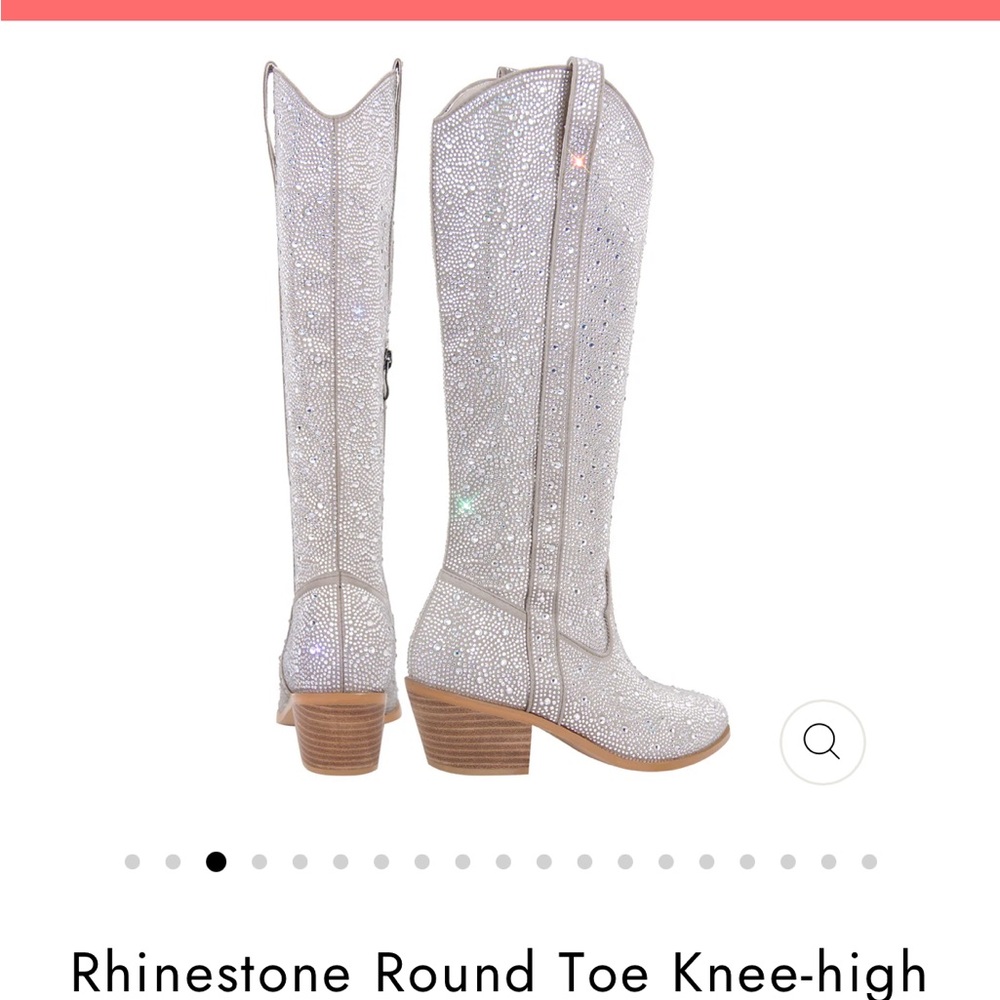 Rhinestone Knee-High Boots